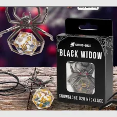 Black Widow Snowglobe D20 Necklace